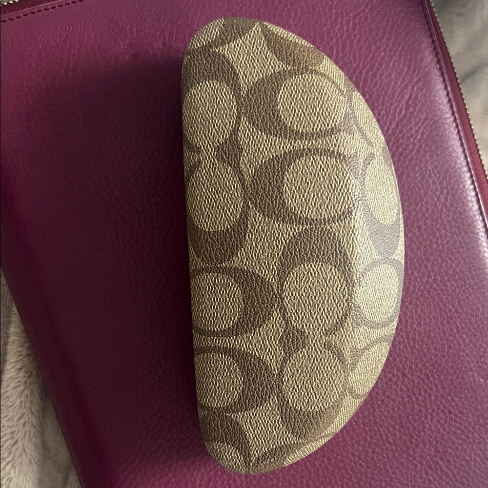 Coach Beige and Brown Patterned Eyewear Case